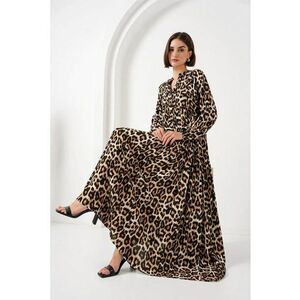 Rochie maxi dama - cu imprimeu - HiCCUP - decolteu in V - viscoza - negru/maro imagine