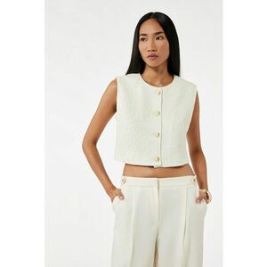 Bluza crop cu nasturi - Alb imagine