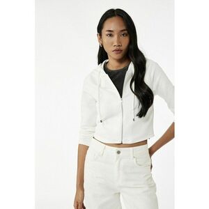 Hanorac crop cu fermoar - Alb imagine