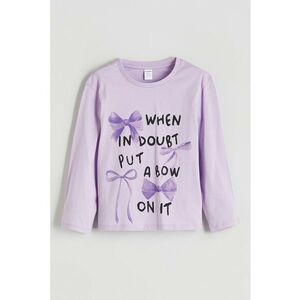 Bluza cu maneci lungi si imprimeu frontal - Lila imagine