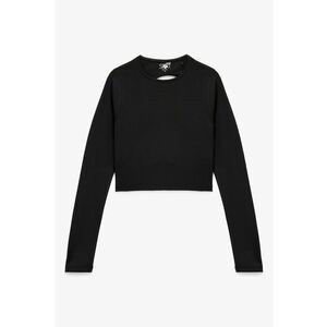 Bluza crop cu decupaj pe spate - Negru imagine