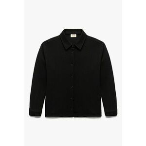 Jacheta-camasa texturata cu maneci lungi - Negru imagine