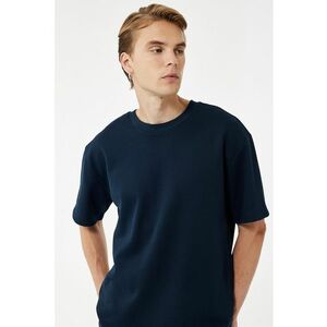 Tricou relaxed fit cu decolteu la baza gatului - Albastru ultramarin imagine