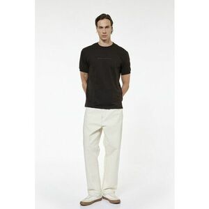 Tricou de bumbac cu imprimeu text - Maro inchis imagine