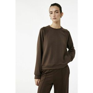 Bluza uni de trening din amestec de modal cu mansete si terminatie elastice - Maro imagine