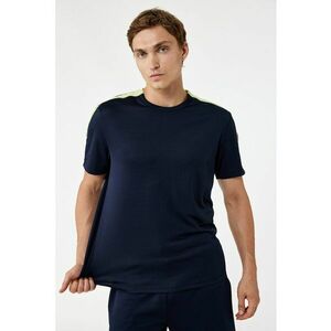 Tricou cu decolteu la baza gatului si detaliu contrastant - Bleumarin/Verde fistic imagine