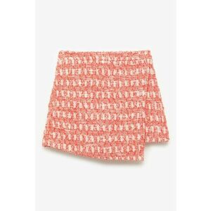 Fusta-pantalon mini din amestec de bumbac cu model uni - Roz somon/Alb murdar imagine