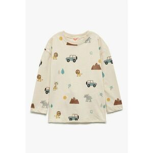 Bluza de bumbac cu imprimeu - Maro/Bej/Albastru imagine