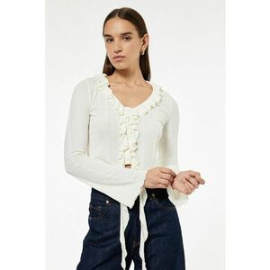 Bluza striata cu garnituri cu volane - Alb murdar imagine