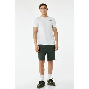 Tricou cu decolteu la baza gatului si imprimeu text - Negru/Alb optic imagine