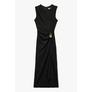 Rochie cu aspect stralucitor si model drapat - Negru imagine