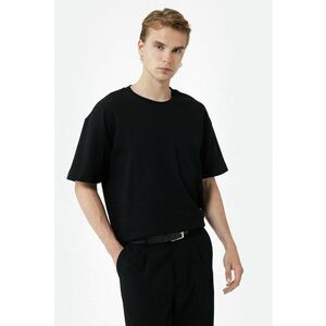 Tricou relaxed fit cu decolteu la baza gatului - Negru imagine