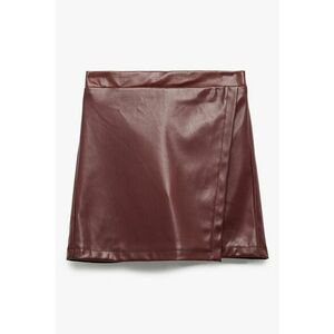 Fusta-pantalon de piele ecologica cu model petrecut - Maro cognac imagine