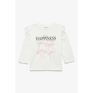 Bluza de bumbac cu volane - Alb/Roz imagine