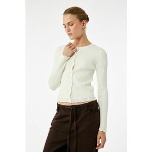 Cardigan striat cu nasturi - Alb imagine