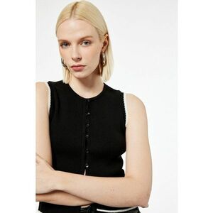 Top slim fit cu nasturi - Negru stins imagine