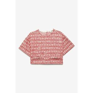 Bluza din tuid - in carouri - cu maneci scurte - Rosu/Alb imagine
