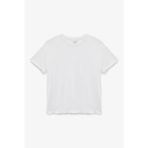 Tricou uni cu decolteu rotund - Alb imagine