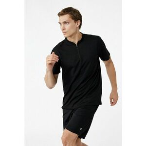 Tricou cu fermoar scurt - Negru imagine