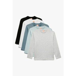 Set de bluze uni de bumbac- 5 piese - Alb/Negru/Albastru imagine