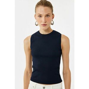 Top tricotat fin cambrat - Bleumarin imagine