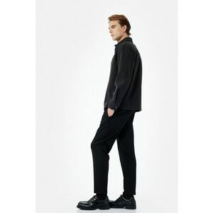 Pantaloni conici cu model uni - Negru imagine