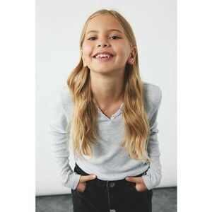 Bluza slim fit cu decolteu rotund - Gri deschis imagine
