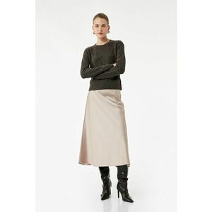 Fusta midi din satin cu croiala in A - Bej deschis imagine