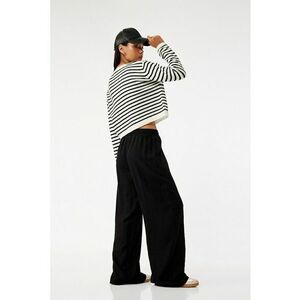 Pantaloni din amestec de in cu croiala ampla - Negru imagine