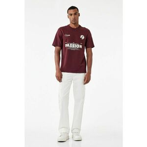 Tricou de bumbac cu imprimeu - Visiniu/Alb optic imagine