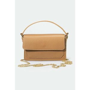 Geanta crossbody de piele cu bareta din lant - Maro nisip imagine