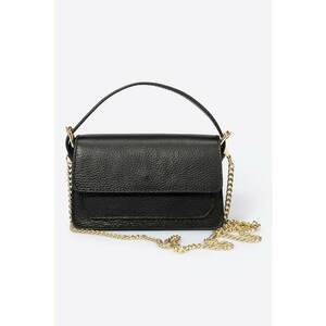Geanta crossbody de piele cu bareta din lant - Negru imagine