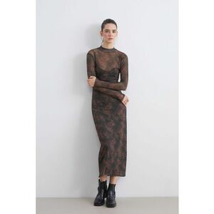Rochie extra slim fit de tul - Negru stins/Rosu stins/Transparent imagine