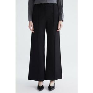 Pantaloni palazzo cu pensa - Negru imagine