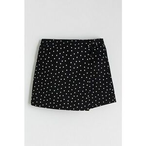 Fusta-pantalon mini cu buline - Alb/Negru imagine