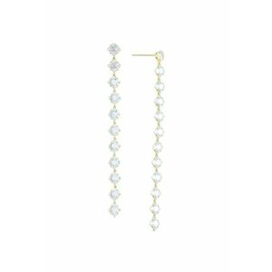 Cercei drop placati cu aur de 18K cu zirconia - Auriu/Argintiu imagine