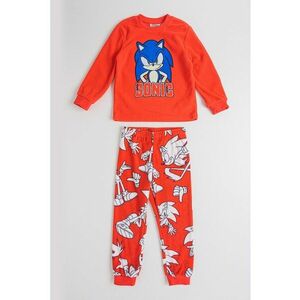 Pijama lunga din bumbac cu model Sonic - Rosu/Alb/Albastru royal imagine