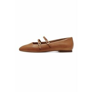 Balerini de piele cu barete cu catarame - Maro cognac imagine