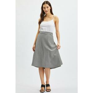 Fusta mini evazata cu model houndstooth - Alb/Negru imagine