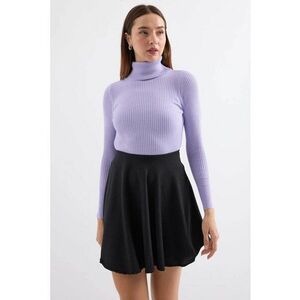 Pulover dama HiCCUP - texturat - guler inalt - violet - tricot imagine