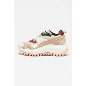 Pantofi sport din piele si material textil - Alb/Visiniu/Maro nisip imagine