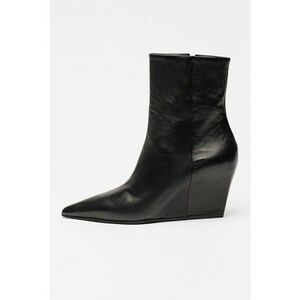 Botine din piele cu talpa wedge - Negru imagine