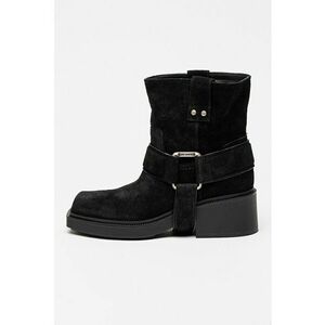 Botine din piele intoarsa cu varf patrat Tronc - Negru imagine