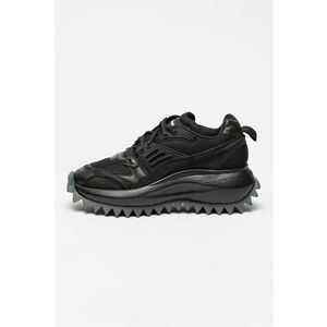 Pantofi sport din piele si material textil - Negru imagine