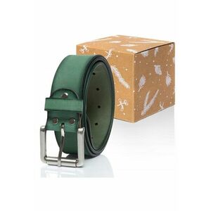 Cureaua Barbati - SOPO-TT376 571 - 100% Piele Naturala - Model Clasic - Catarama Din Metal - Reglabil - Reutilizabile - Pentru Pantaloni - Blugi - Rezistenta La Uzura Si Rezistenta La Zgarieturi - Lungime 95 Cm - Verde imagine