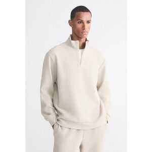 Bluza lejera de trening cu fenta cu fermoar - Crem imagine