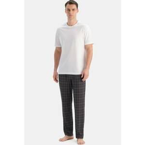 Pantaloni de pijama din amestec de modal - Gri carbune/Maro deschis imagine