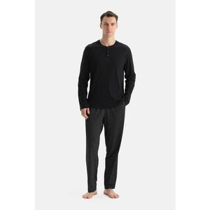 Pijama lunga din amestec de modal - Negru/Gri antracit imagine