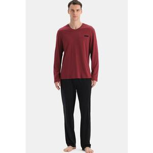 Pijama lunga din amestec de modal - Rosu/Negru imagine