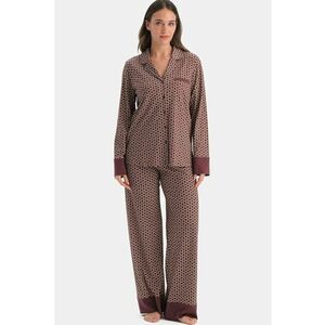 Pijama lunga din amestec de modal - Maro/Rosu inchis imagine